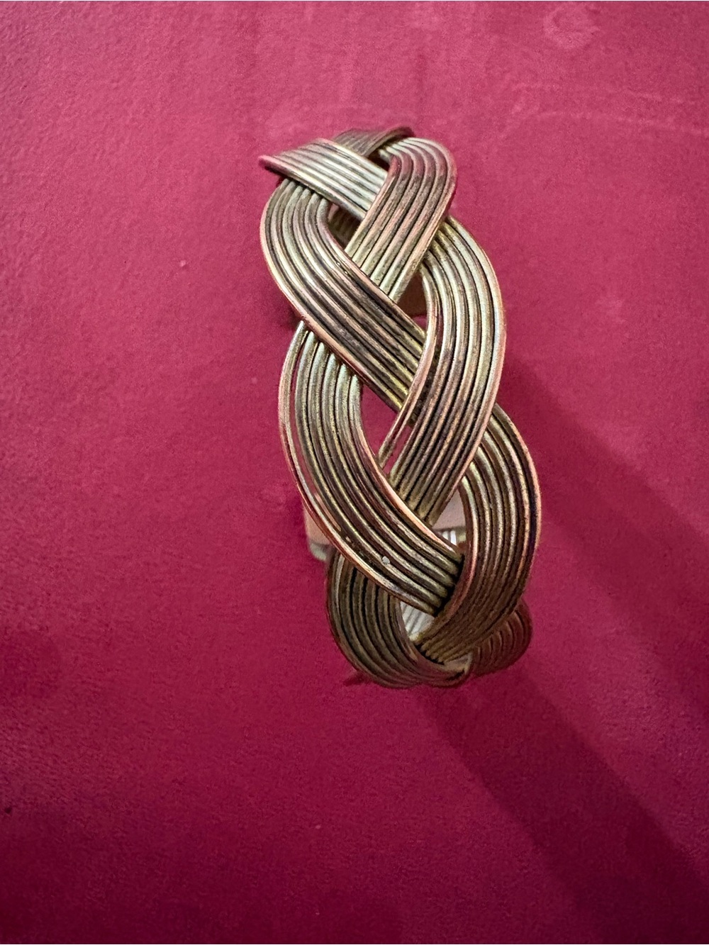 Unbranded Braided Metal Cuff Bangle Bracelet - Antique Gold Tone